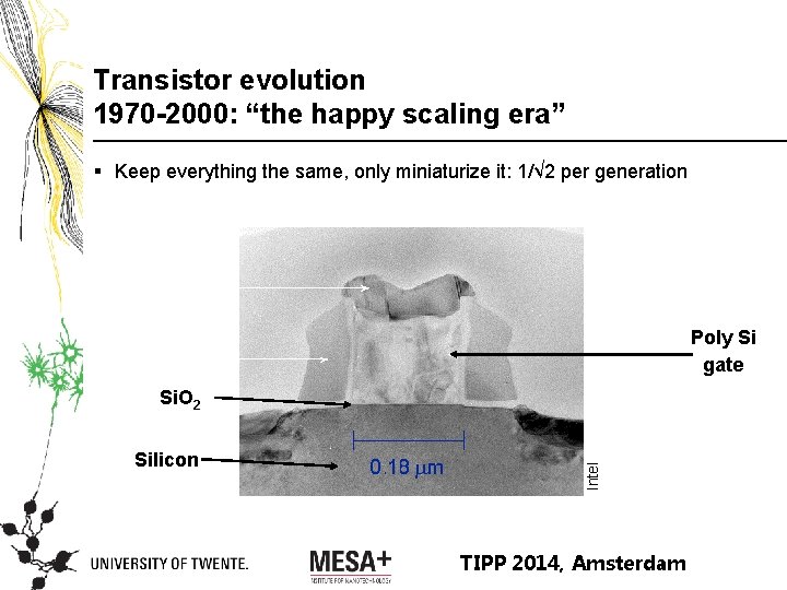 Transistor evolution 1970 -2000: “the happy scaling era” § Keep everything the same, only