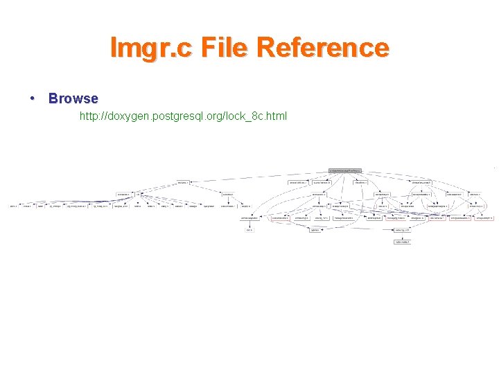 lmgr. c File Reference • Browse http: //doxygen. postgresql. org/lock_8 c. html 