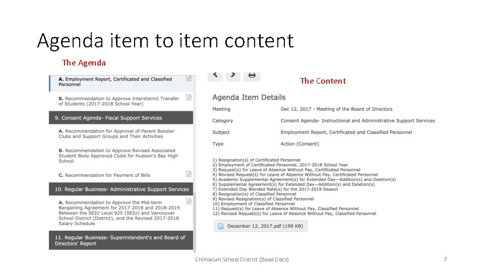 Agenda item to item content The Agenda The Content Chimacum School District (Boad Docs)