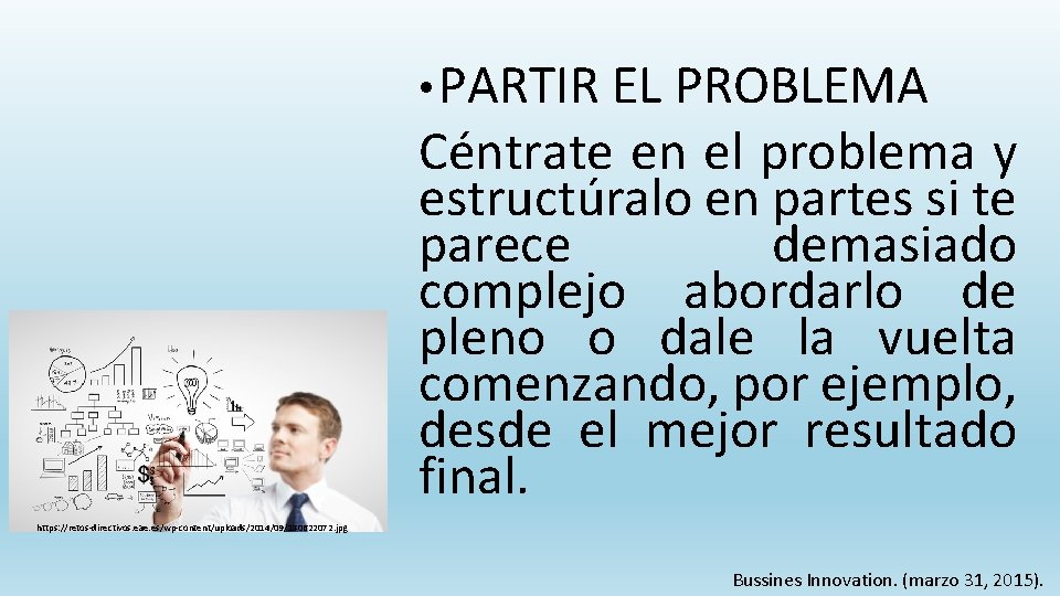  • PARTIR EL PROBLEMA Céntrate en el problema y estructúralo en partes si