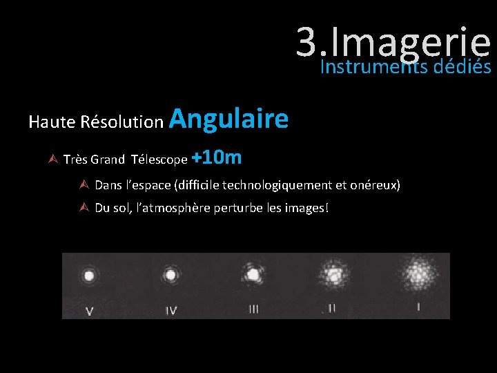 3. Imagerie Instruments dédiés Haute Résolution Angulaire Très Grand Télescope +10 m Dans l’espace