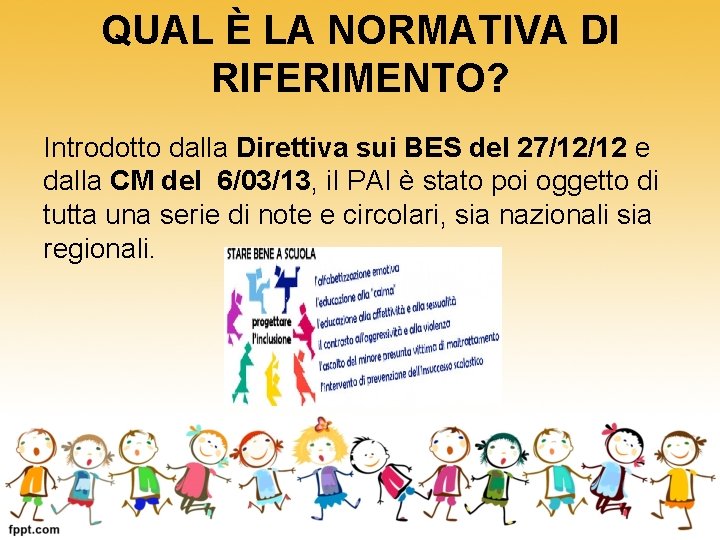 QUAL È LA NORMATIVA DI RIFERIMENTO? Introdotto dalla Direttiva sui BES del 27/12/12 e