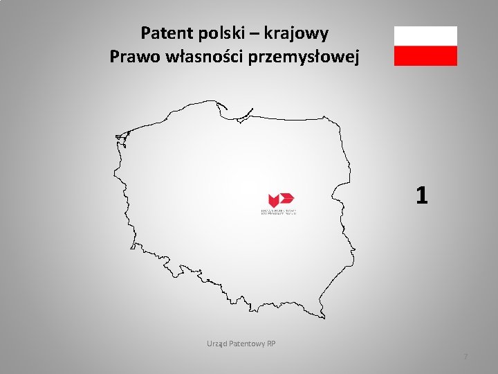 Patent polski – krajowy Prawo własności przemysłowej 1 Urząd Patentowy RP 7 