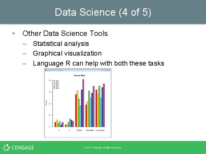 Data Science (4 of 5) • Other Data Science Tools – Statistical analysis –
