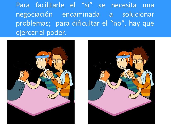 Para facilitarle el “sí” se necesita una negociación encaminada a solucionar problemas; para dificultar