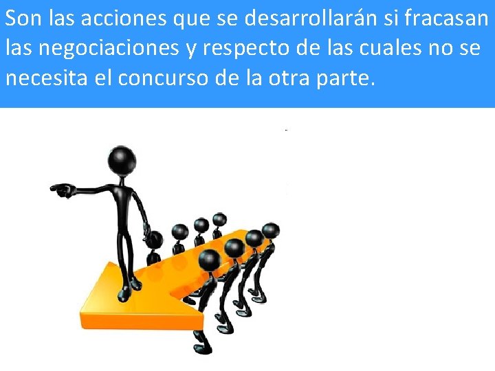 Son las acciones que se desarrollarán si fracasan las negociaciones y respecto de las