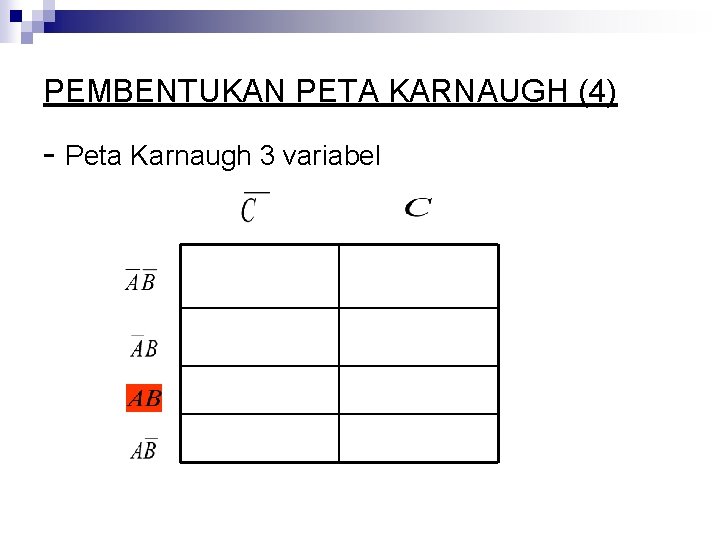 PEMBENTUKAN PETA KARNAUGH (4) - Peta Karnaugh 3 variabel 