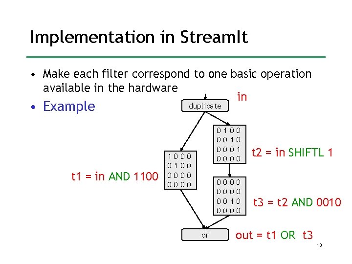 Implementation in Stream. It • Make each filter correspond to one basic operation available Implementation in Stream. It • Make each filter correspond to one basic operation available