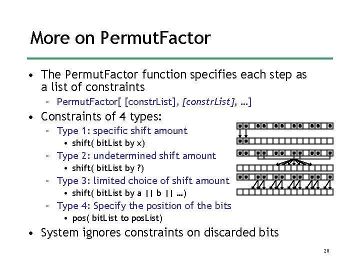 More on Permut. Factor • The Permut. Factor function specifies each step as a More on Permut. Factor • The Permut. Factor function specifies each step as a