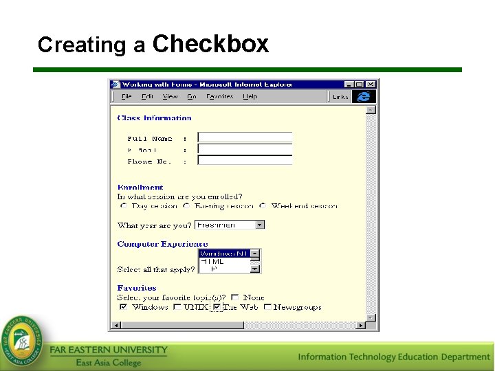 Creating a Checkbox 