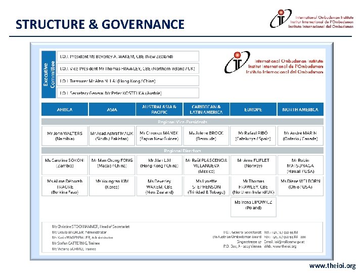 STRUCTURE & GOVERNANCE www. theioi. org 