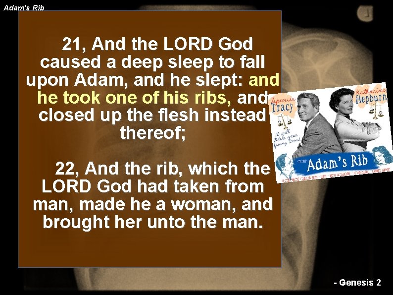 Adam's Rib 21, And the LORD God caused a deep sleep to fall upon