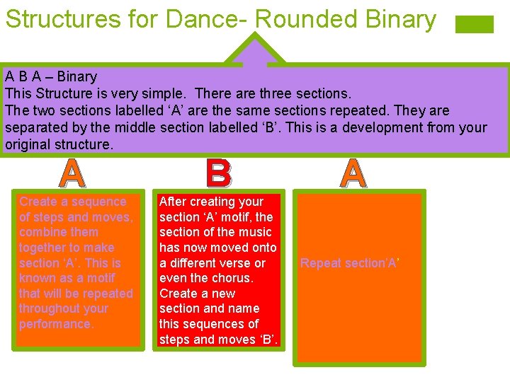Structures for Dance- Rounded Binary A B A – Binary This Structure is very