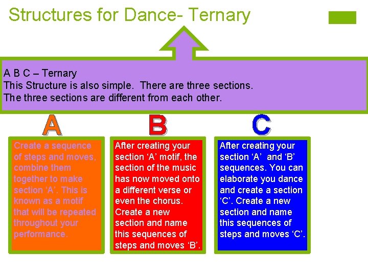 Structures for Dance- Ternary A B C – Ternary This Structure is also simple.