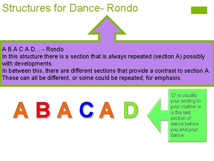 Structures for Dance- Rondo A B A C A D… - Rondo In this