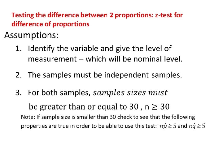 Testing the difference between 2 proportions: z-test for difference of proportions 