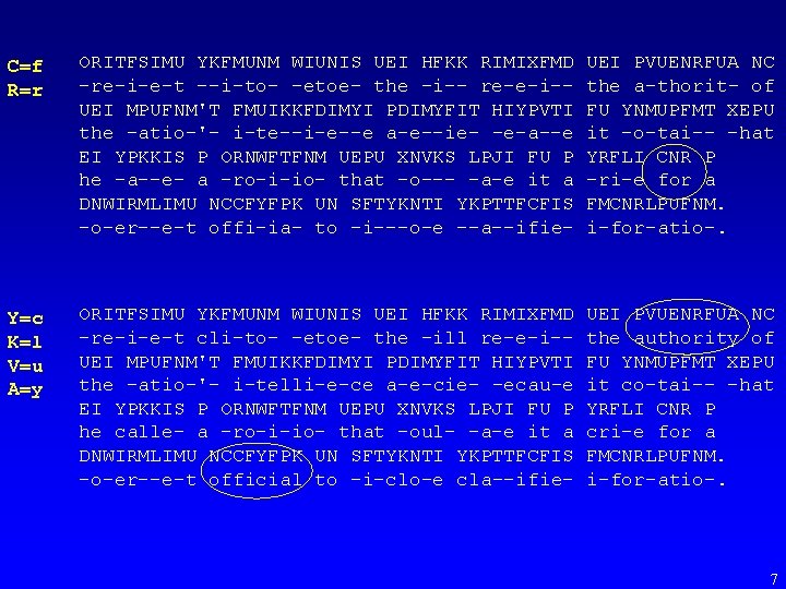 C=f R=r ORITFSIMU YKFMUNM WIUNIS UEI HFKK RIMIXFMD -re-i-e-t --i-to- -etoe- the -i-- re-e-i-UEI