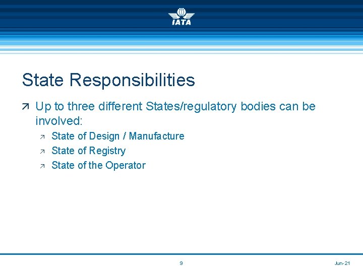 State Responsibilities ä Up to three different States/regulatory bodies can be involved: ä ä