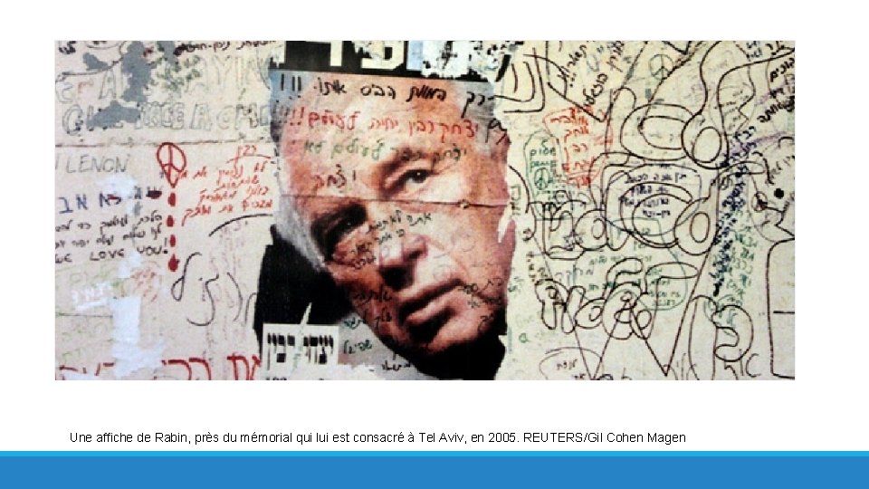 Une affiche de Rabin, près du mémorial qui lui est consacré à Tel Aviv,