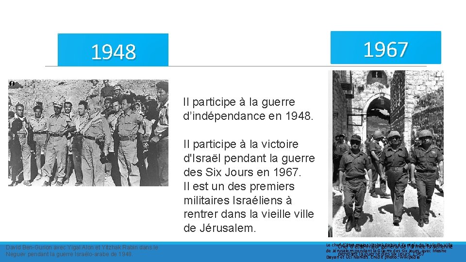 1967 1948 Il participe à la guerre d’indépendance en 1948. Il participe à la