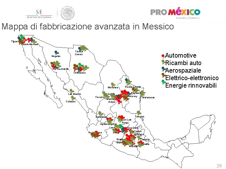 Mappa di fabbricazione avanzata in Messico Tijuana Tecate Mexicali Ciudad Juarez Nogales Automotive Ricambi