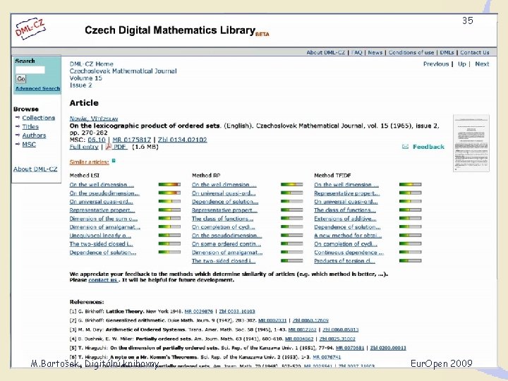 35 M. Bartošek, Digitální knihovny Eur. Open 2009 