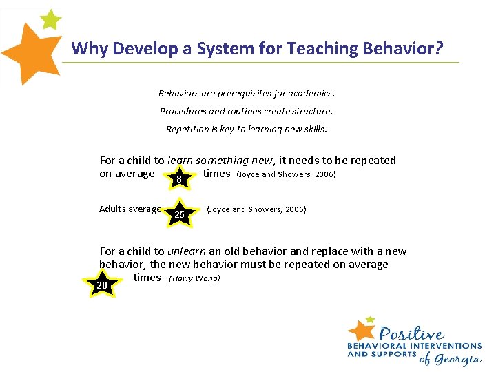 Why Develop a System for Teaching Behavior? Behaviors are prerequisites for academics. Procedures and
