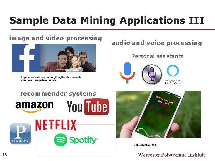 Sample Data Mining Applications III image and video processing audio and voice processing Personal Sample Data Mining Applications III image and video processing audio and voice processing Personal