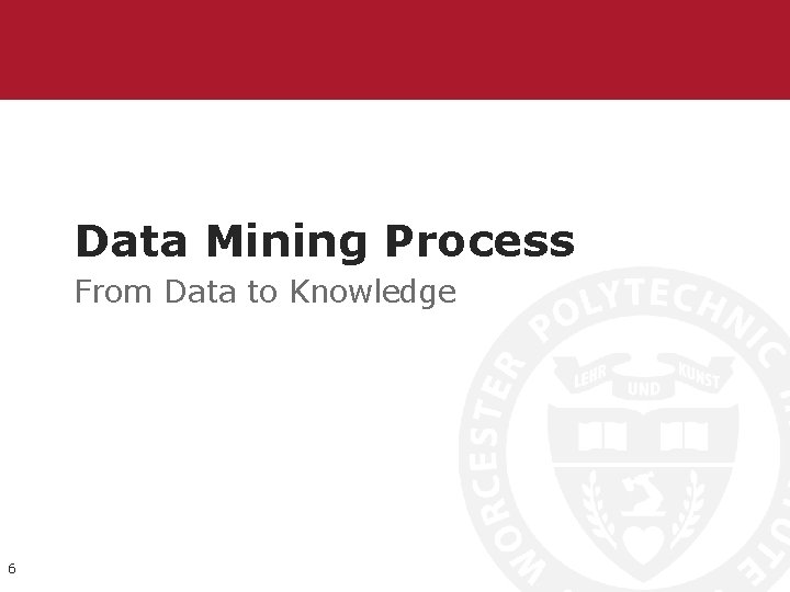 Data Mining Process From Data to Knowledge 6 Data Mining Process From Data to Knowledge 6