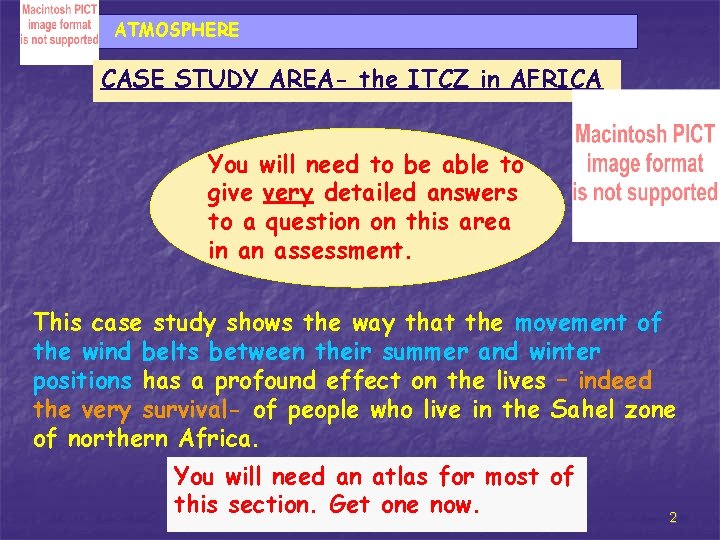ATMOSPHERE CASE STUDY AREA- the ITCZ in AFRICA You will need to be able