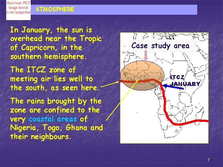 ATMOSPHERE In January, the sun is overhead near the Tropic of Capricorn, in the