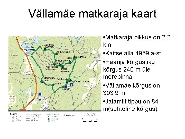 Vällamäe matkaraja kaart • Matkaraja pikkus on 2, 2 km • Kaitse alla 1959