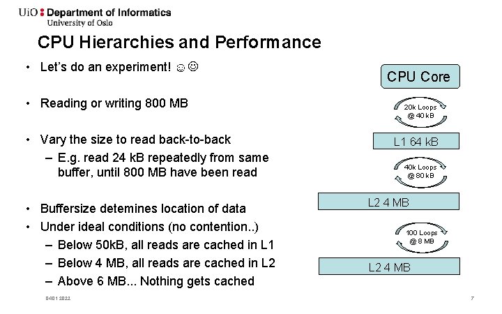 CPU Hierarchies and Performance • Let’s do an experiment! ☺ • Reading or writing