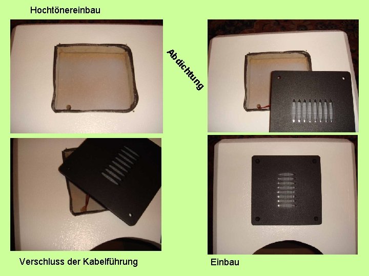 Hochtönereinbau ng tu ch di Ab Verschluss der Kabelführung Einbau 