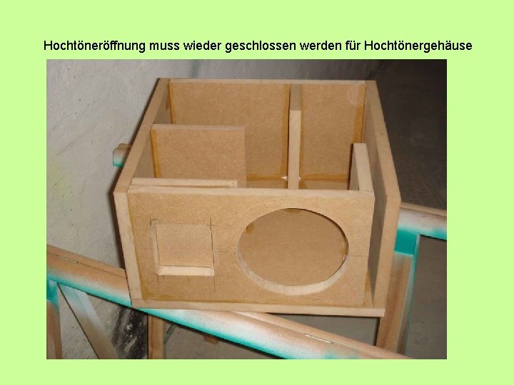 Hochtöneröffnung muss wieder geschlossen werden für Hochtönergehäuse 