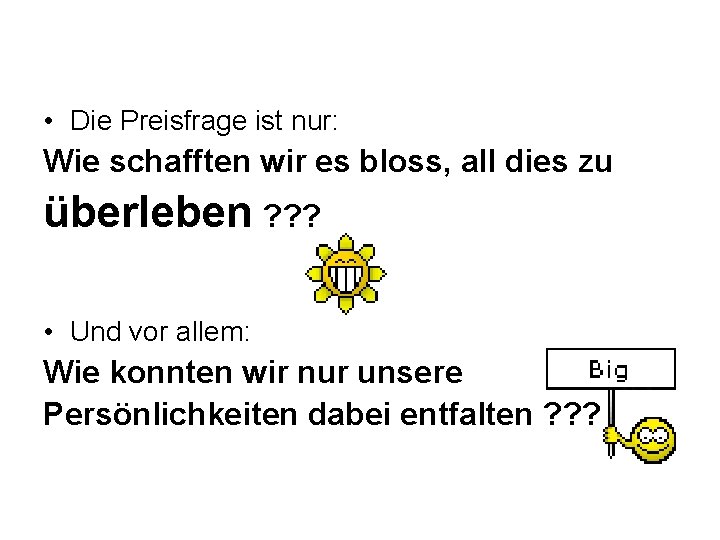  • Die Preisfrage ist nur: Wie schafften wir es bloss, all dies zu