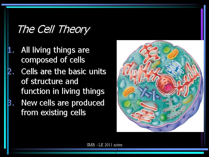 The Cell Theory 1. All living things are composed of cells 2. Cells are