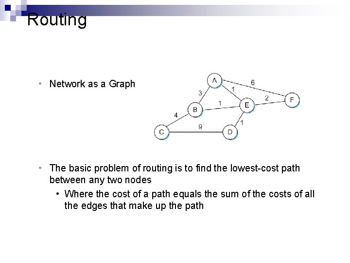 Routing • Network as a Graph • The basic problem of routing is to