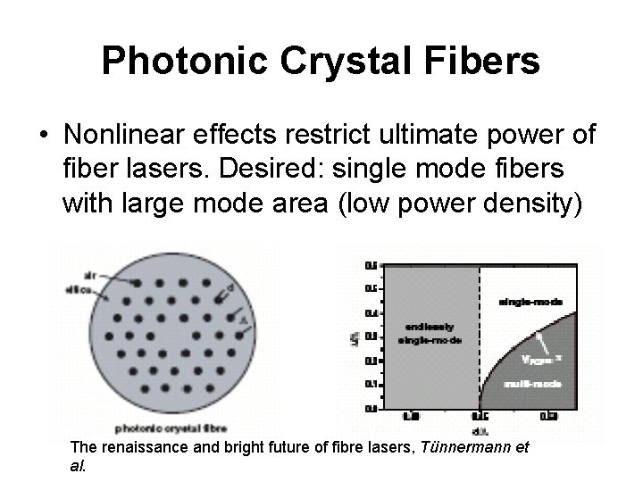 Photonic Crystal Fibers • Nonlinear effects restrict ultimate power of fiber lasers. Desired: single