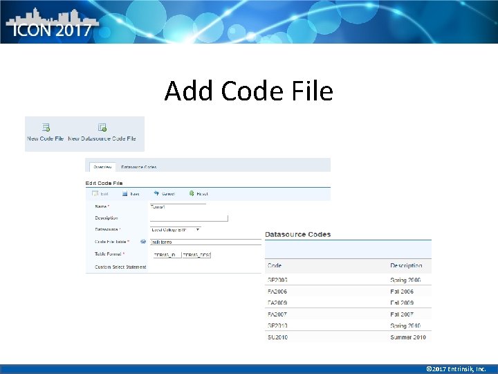 Add Code File © 2017 Entrinsik, Inc. 
