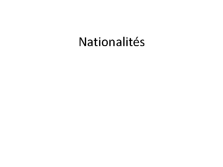 Nationalités 