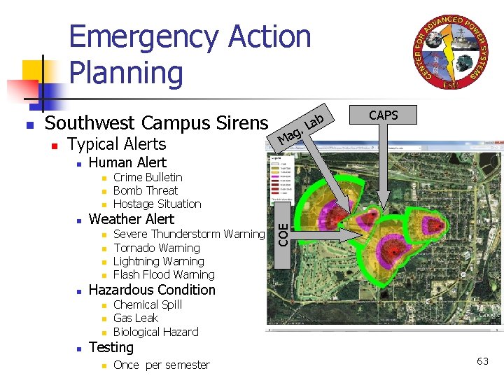 Emergency Action Planning Southwest Campus Sirens n Typical Alerts n Human Alert n n