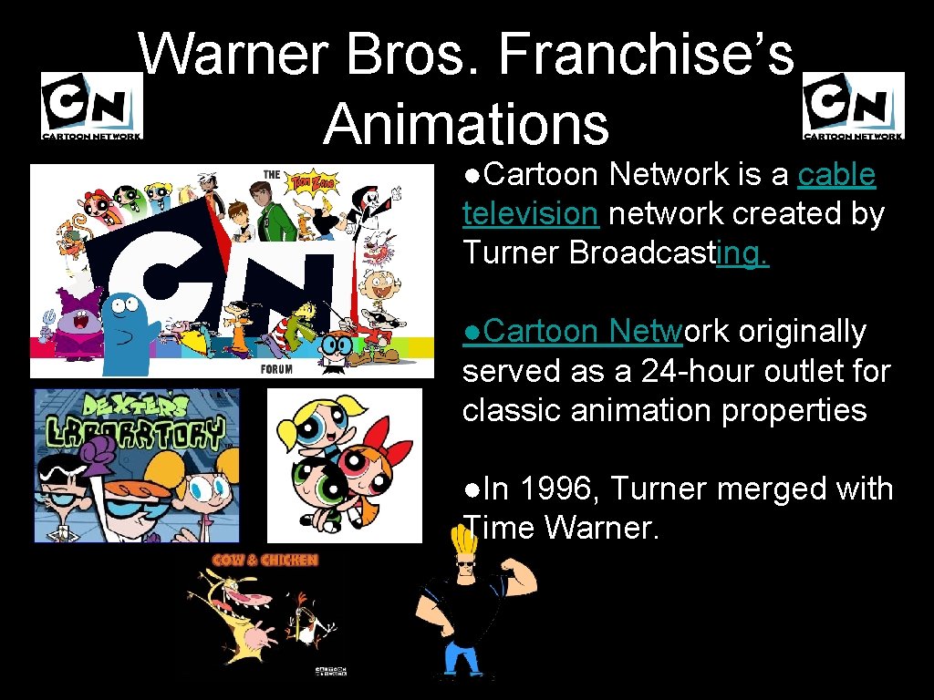 Warner Bros. Franchise’s Animations ●Cartoon Network is a cable television network created by Turner
