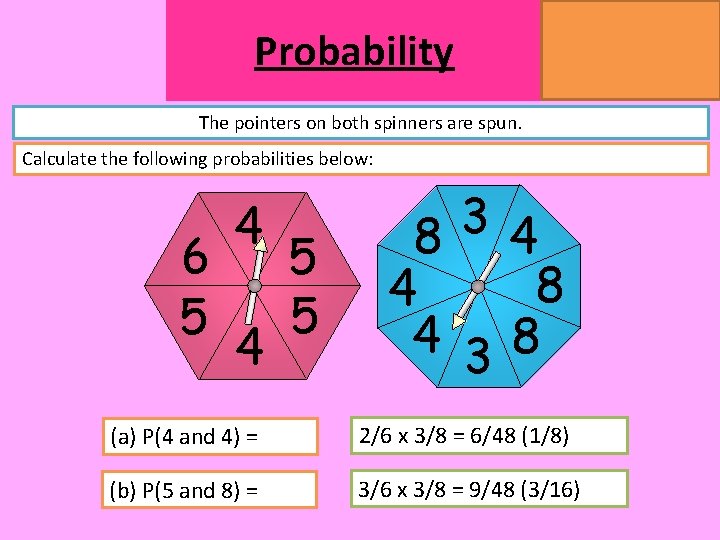 Probability MATHSWATCH CLIP 14, 59, 60, 125 GRADE 1, 2, 3 The pointers on