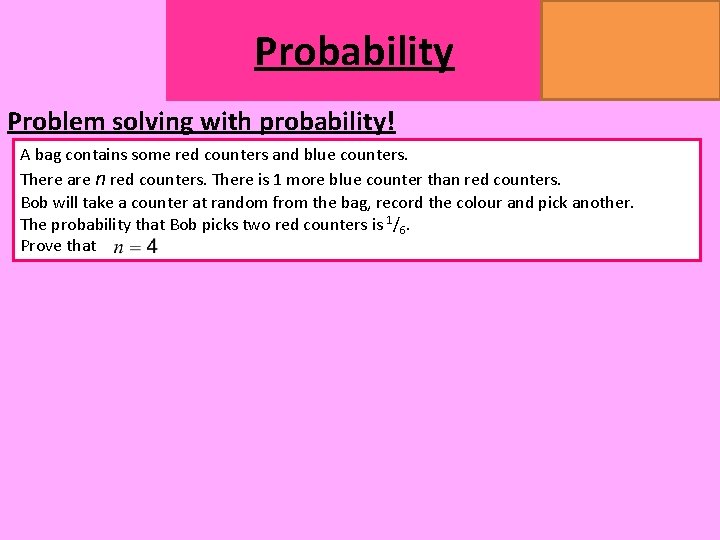 Probability MATHSWATCH CLIP 14, 59, 60, 125 GRADE 1, 2, 3 Problem solving with