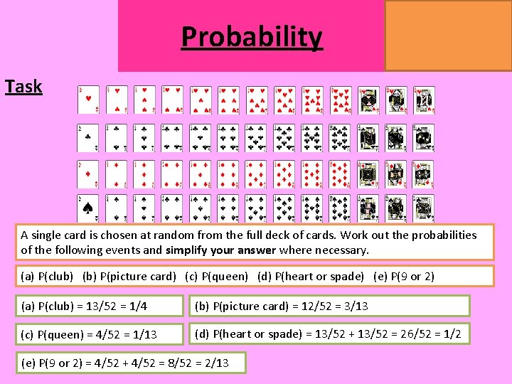 Probability MATHSWATCH CLIP 14, 59, 60, 125 GRADE 1, 2, 3 Task A single