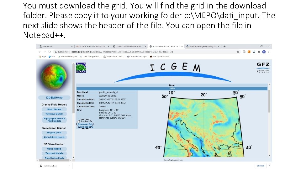 You must download the grid. You will find the grid in the download folder.