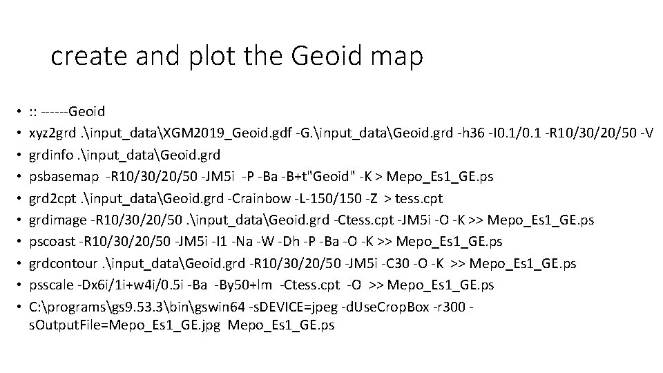 create and plot the Geoid map • • • : : ------Geoid xyz 2