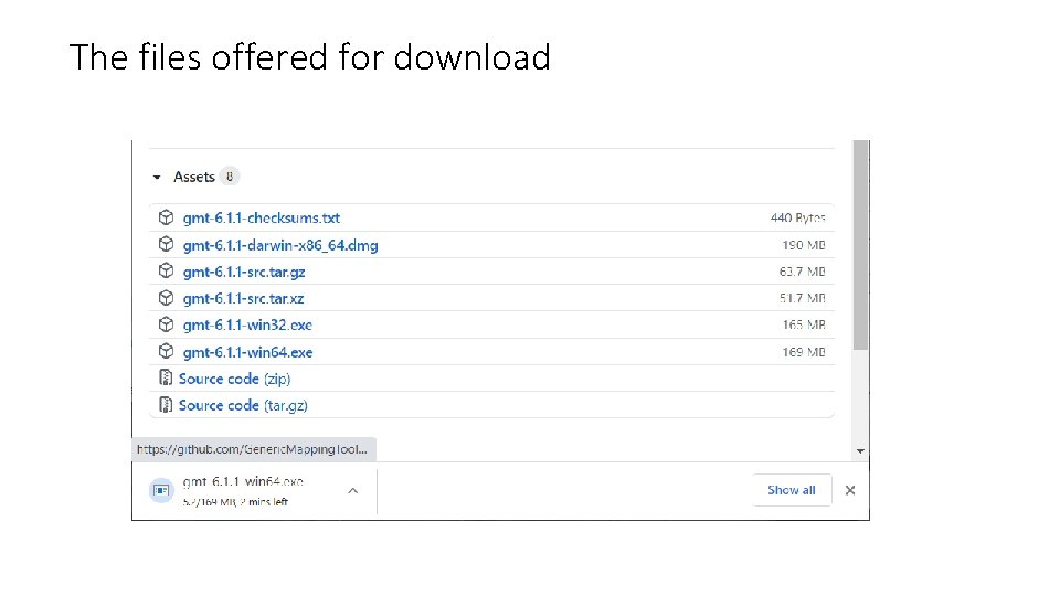 The files offered for download 