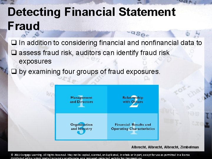 Detecting Financial Statement Fraud q In addition to considering financial and nonfinancial data to